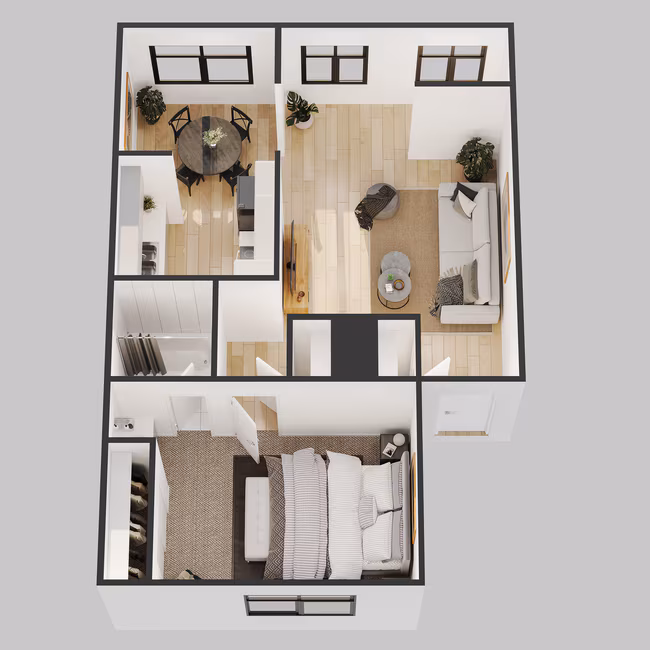 1 Bed/ 1 Bath 219 floor plan